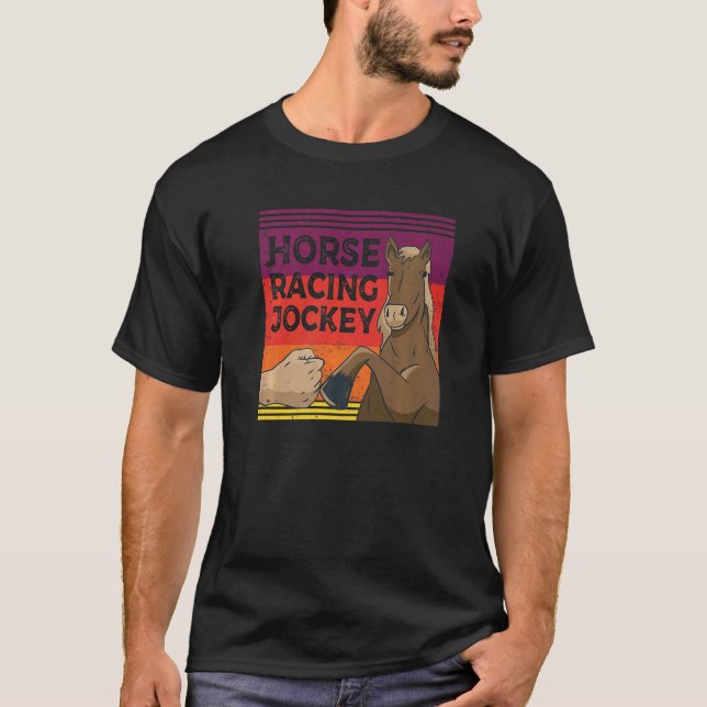 Horse Tävla Jockey Horses Tävling Racer T Shirt (Framsida)