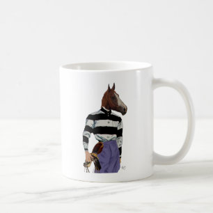 Horse Tävla Jockey Porträtt Kaffemugg