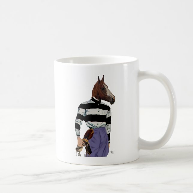 Horse Tävla Jockey Porträtt Kaffemugg (Höger)