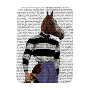 Horse Tävla Jockey Porträtt Magnet
