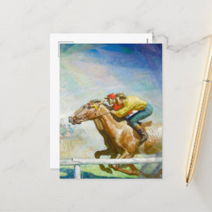 Horse Tävling av Newell Convers Wyeth Helg Vykort