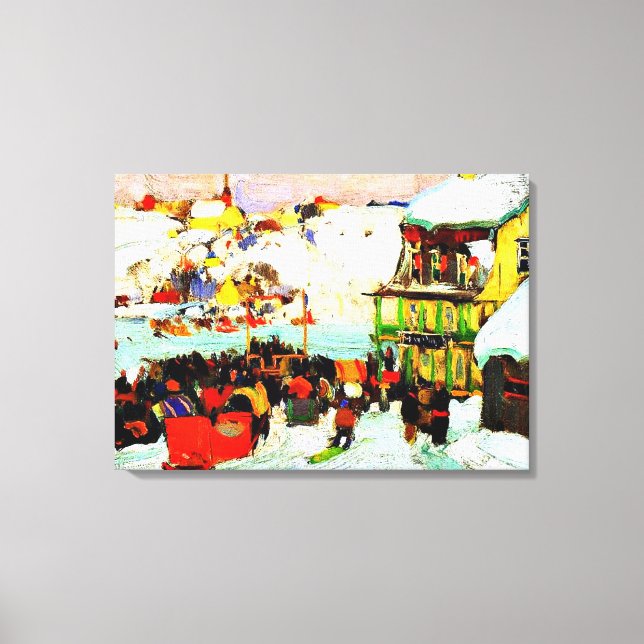 Horse Tävling i Winter av Clarence Gagnon Canvastryck (Framsida)