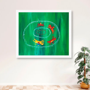 Horse Tävling Modern Akrylkonsmålning Canvastryck