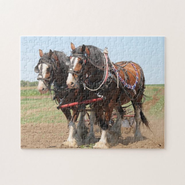 Horse Team Farm Animal Pussel (Horisontell)