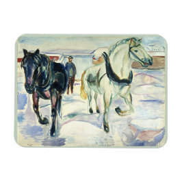 Horse Team i Snö av Edvard Munch Magnet