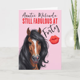 Horse Themed Fabulous at 40 Birthday Card Kort