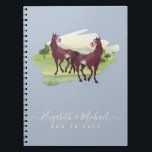 Horse Thmet Land Westerna Rustic Bröllop Anteckningsbok<br><div class="desc">Två vattenfärgsbruna hästar i närheten av en landskapsliknande bakgrund på denna vackra,  dammiga blåtemade bröllop-artikel. En del av en större samling omfattar den här uppsättningen bröllopsinbjudningar (budgetinbjudningar och vanliga) inbjudningskort för möhippa,  brudens sida-gåvor till bridisor,  Maid of honor och Mor av brud och brudgumm,  märkre,  etiketter och annat.</div>
