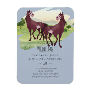 Horse Thmet Land Westerna Rustic Bröllop Magnet