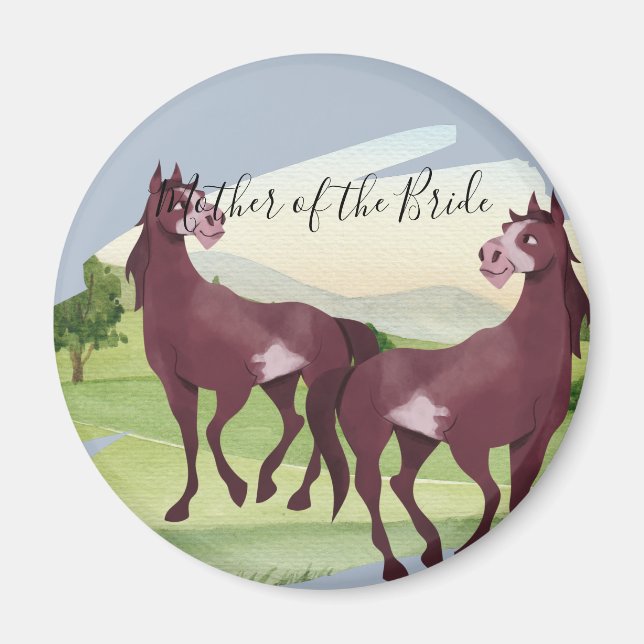 Horse Thmet Land Westerna Rustic Bröllop Magnet (Framsidan)