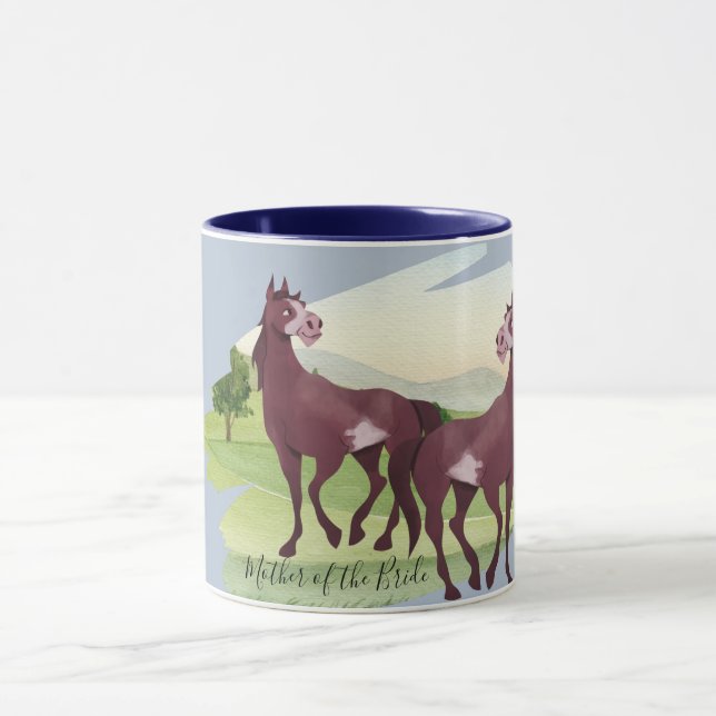 Horse Thmet Land Westerna Rustic Bröllop Mugg (Center)