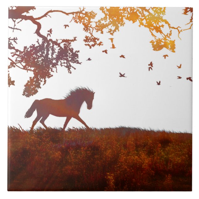 Horse Tile, Modern Minimalist Abstrakt Earth Tones Kakelplatta (Framsidan)