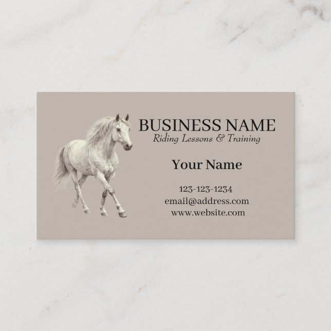 Horse Trainer Riding Lessons  Business Card Visitkort (Framsida)
