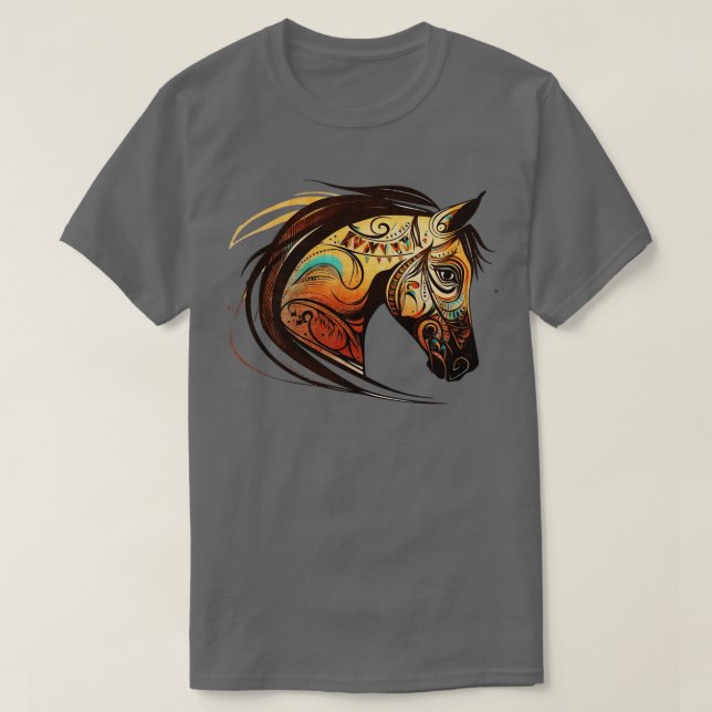 Horse Tribal Abstrakt Art Native American Geometri T Shirt (Design framsida)