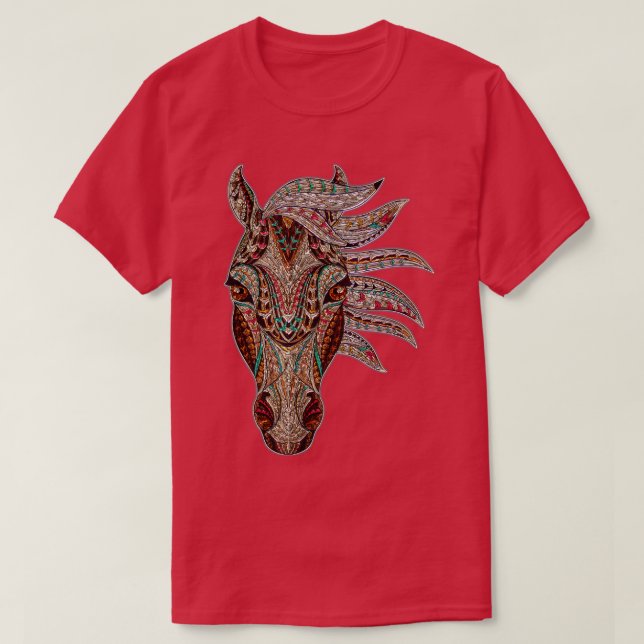 Horse Tribal Abstrakt Art Native American Geometri T Shirt (Design framsida)