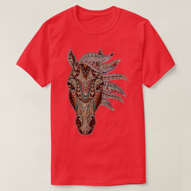 Horse Tribal Abstrakt Art Native American Geometri T Shirt (Design framsida)