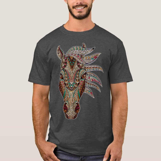 Horse Tribal Abstrakt Art Native American Horse T Shirt (Framsida)