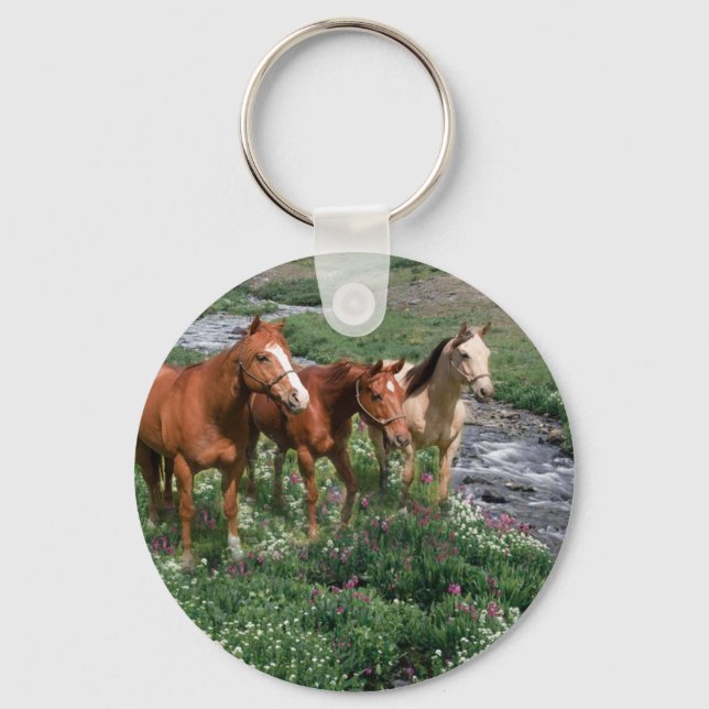 Horse Trio Keychain Nyckelring (Framsida)