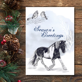 Horse Trotting i Helgdag Snö Kort