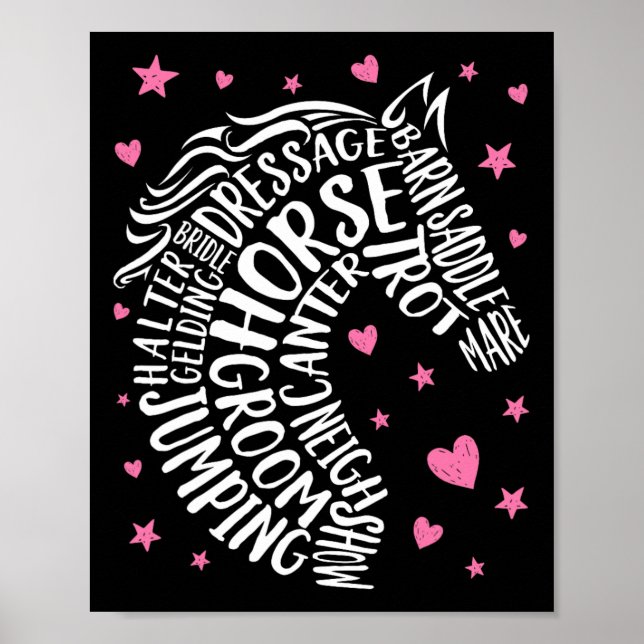 Horse Typography Ord Art Equestrian Girls Horseba Poster (Framsidan)