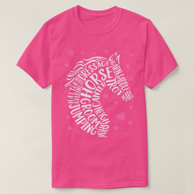Horse Typography Ord Art Girls  E T Shirt (Design framsida)