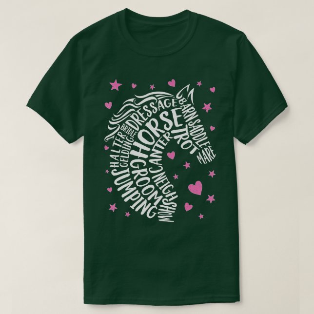 Horse Typography Ord Art Girls  E T Shirt (Design framsida)