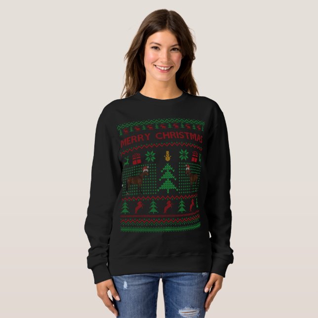 Horse Ugly jul Sweater Horse juljul T Shirt (Hel framsida)