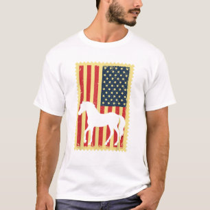 Horse USA American Flagga 4 juli Patriotic Eque T Shirt