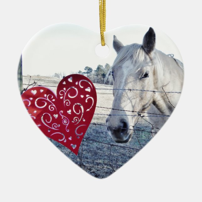 HORSE Valentine Hjärtat Julgransprydnad Keramik (Framsidan)