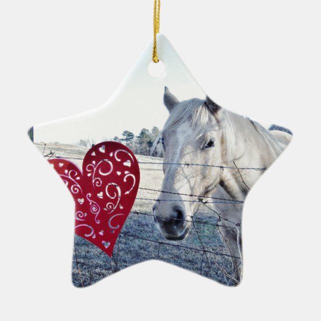 HORSE Valentine Hjärtat Julgransprydnad Keramik (Framsidan)
