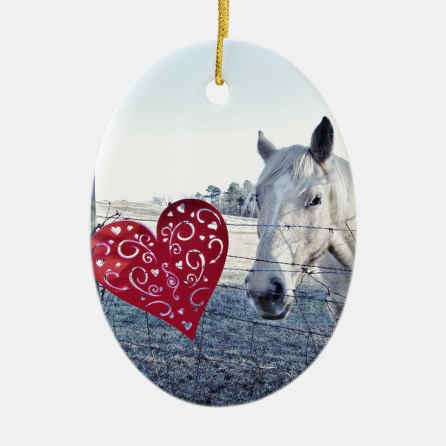 HORSE Valentine Hjärtat Julgransprydnad Keramik (Framsidan)