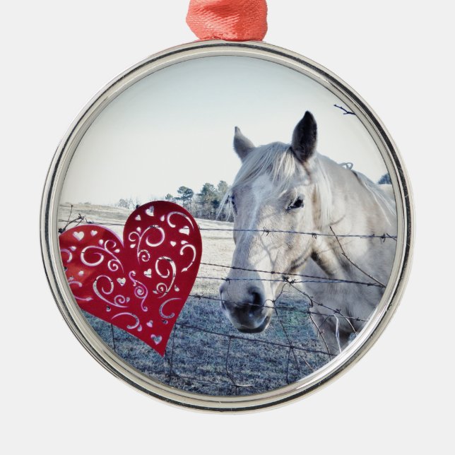 HORSE Valentine Hjärtat Julgransprydnad Metall (Framsidan)