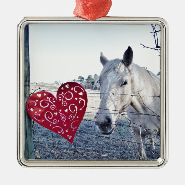HORSE Valentine Hjärtat Julgransprydnad Metall (Framsidan)