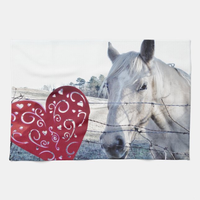 HORSE Valentine Hjärtat Kökshandduk (Horisontell)