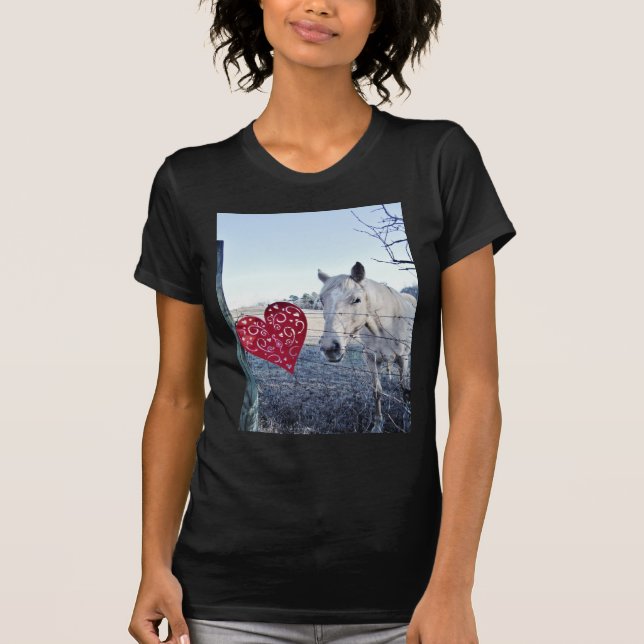 HORSE Valentine Hjärtat Tee Shirt (Framsida)