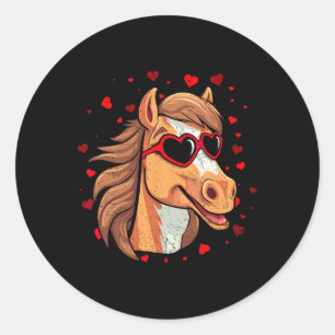 Horse Valentine Sungles Heart Cute Horse Lovers Runt Klistermärke