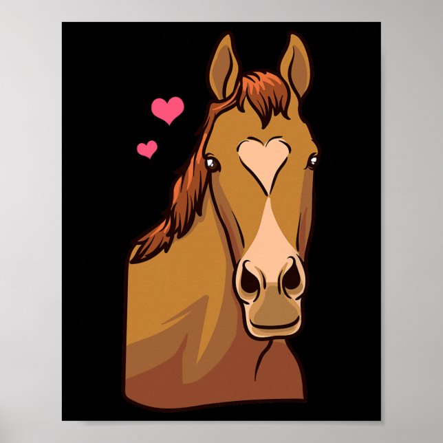 Horse Valentines day Shirt Heart Pony Horseback Ri Poster (Framsidan)