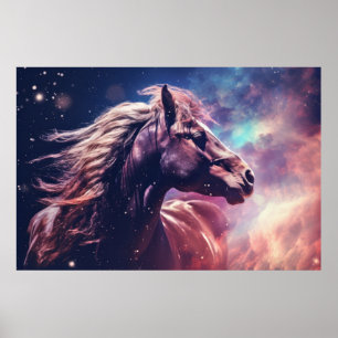 Horse Vild Animal Majestic Wilderness Surrealist Poster