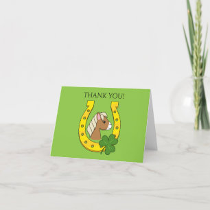 Horse w Golden Horse Shoe, Shamrock Anpassa Tack Kort
