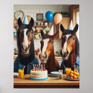 Horse Wall Art, Horse Födelsedagsfest, Funny Horse Poster