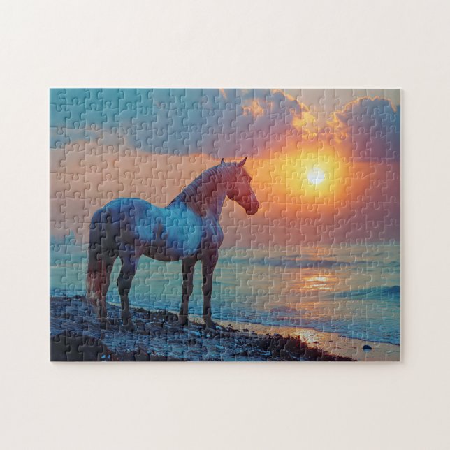 Horse Watching Sunset by Seaside Pussel (Horisontell)