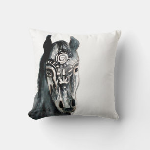 Horse Watercolor Art Cushion Kudde
