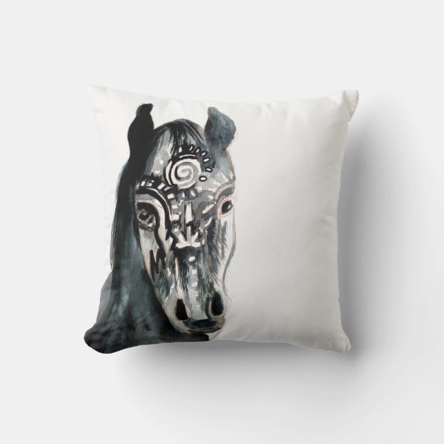 Horse Watercolor Art Cushion Kudde (Framsida)