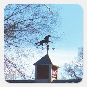 Horse Weather Vane Blå himmel Fyrkantigt Klistermärke