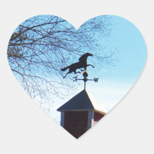 Horse Weather Vane Blå himmel Hjärtformat Klistermärke