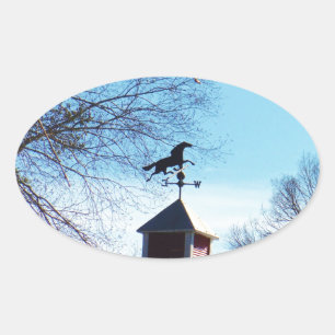Horse Weather Vane Blå himmel Ovalt Klistermärke