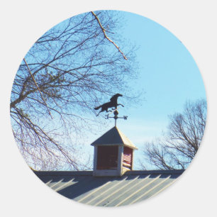 Horse Weather Vane Blå himmel Runt Klistermärke