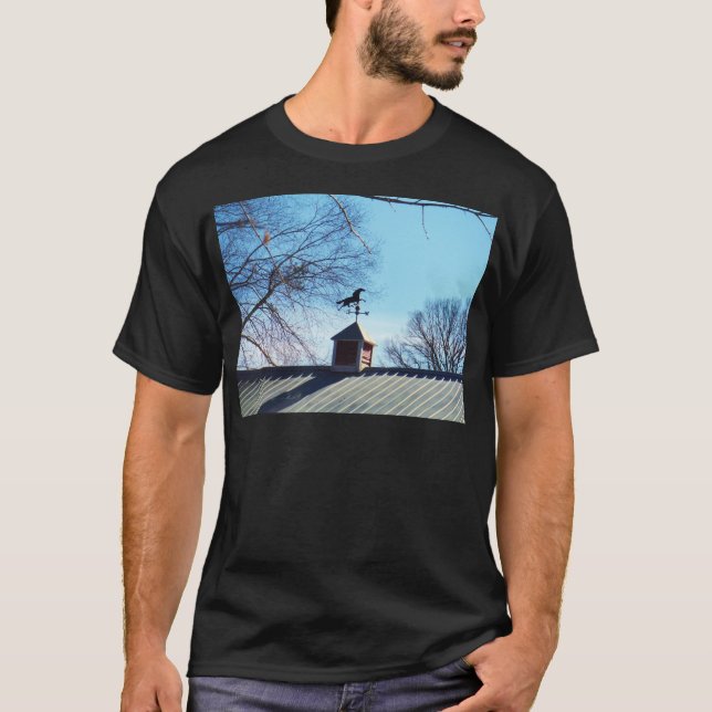 Horse Weather Vane Blå himmel T Shirt (Framsida)