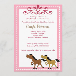 HORSE Western Cowgirl 5x7 Baby Shower-inbjudan Inbjudningar