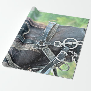 Horse Western Rustic Brown Grönt Decoupage Presentpapper