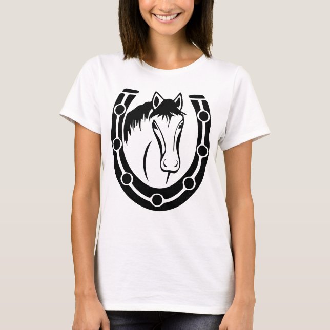 Horse Westernare Horseshoe Equestrian Cowgirl Farm T Shirt (Framsida)